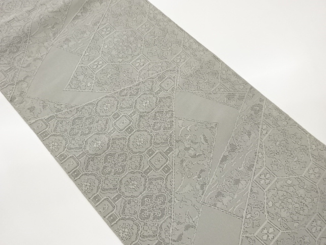 JAPANESE KIMONO / NAGOYA OBI / TSUZURE / WOVEN SHOKKO MON & FLOWER CREST 